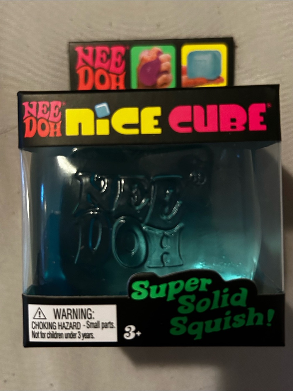 Schylling NeeDoh Nice Cube Super Solid Squish Fidget Squish Squishy Toy Blue